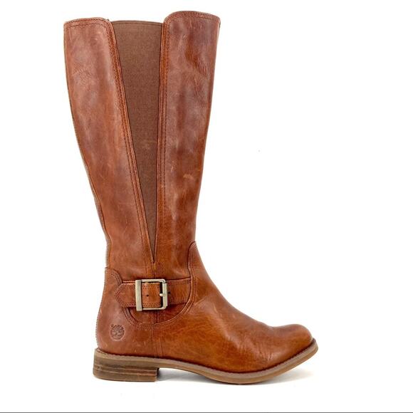 Timberland Women's‎ 6.5 Tan Leather Tall Brown Savin Hill Riding Boots Buckle